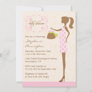 Invitation baby shower moderne chic rose et marron