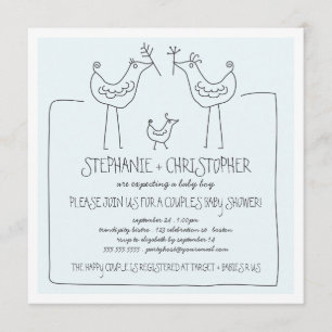 Invitation Baby shower moderne de garçon de couples de