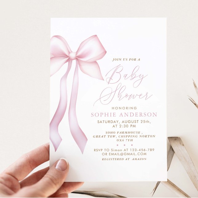 Invitation Baby shower moderne de la fille de la croupe rose (Créateur téléchargé)