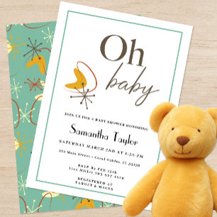 Invitation Baby shower moderne du milieu du siècle