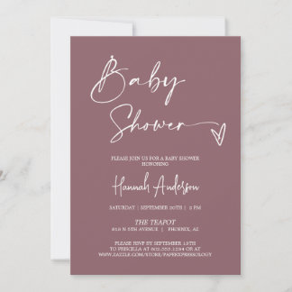 Invitation Baby shower moderne Dusty Purple Boho QR Code Phot