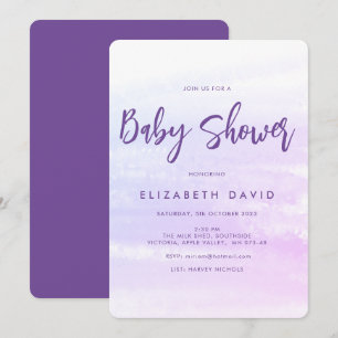 Invitation Baby shower moderne élégant rose et violet