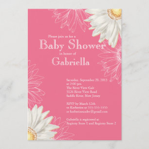 Invitation Baby shower moderne en marbre rose et blanc de Ger