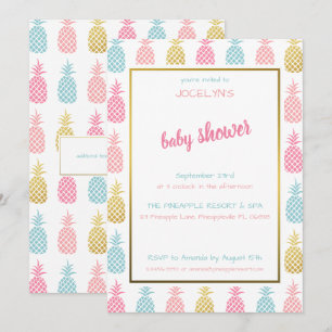 Invitation Baby shower moderne et chic d'ananas tropicale