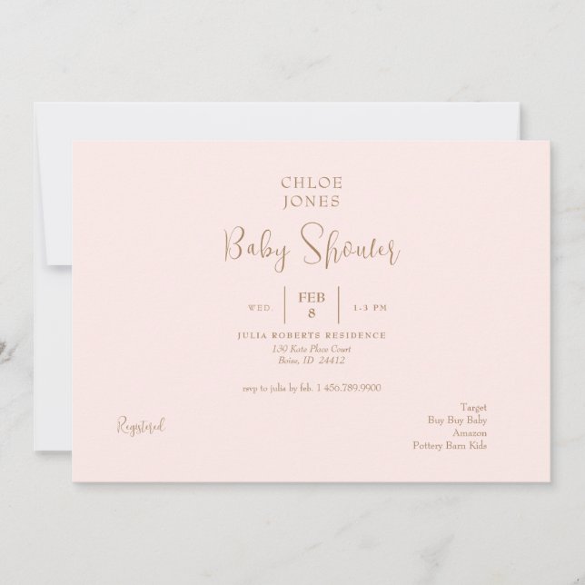 Invitation Baby shower moderne et simple (Devant)