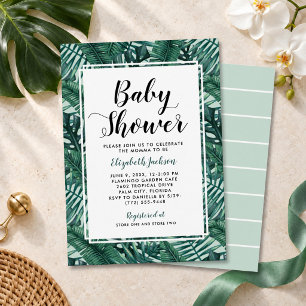 Invitation Baby Shower Moderne Feuille de Palmier Tropicale M
