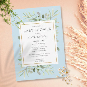 Invitation Baby shower moderne Green Blue Boy