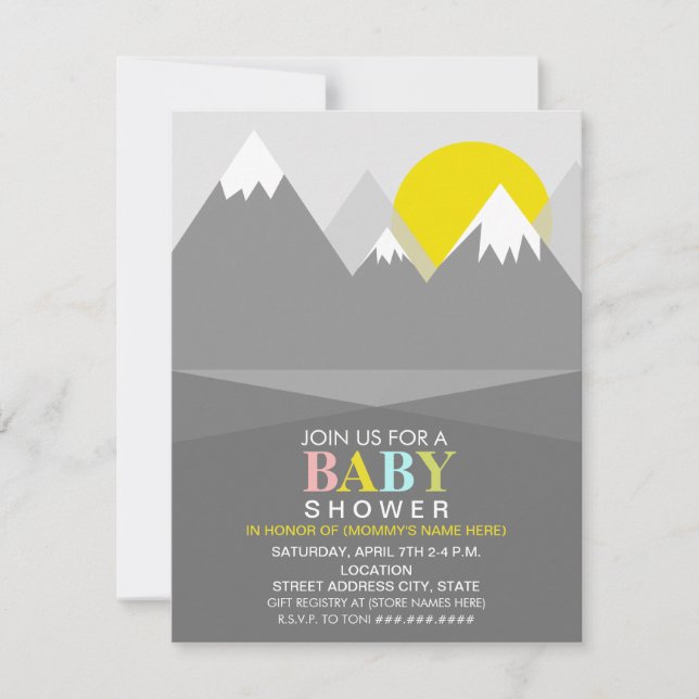 Invitation Baby shower moderne Neutral Mountain Sun (Devant)