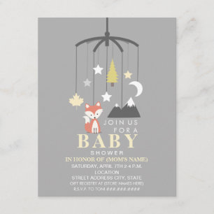 Invitation Baby shower moderne neutre Fox Mobile