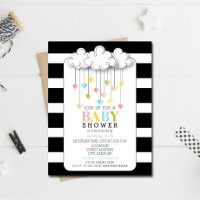 Baby shower moderne neutre Noir + Nuages blancs