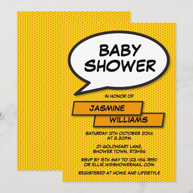 Invitation Baby shower moderne neutre pour les hommes et les  (Devant / Derrière)