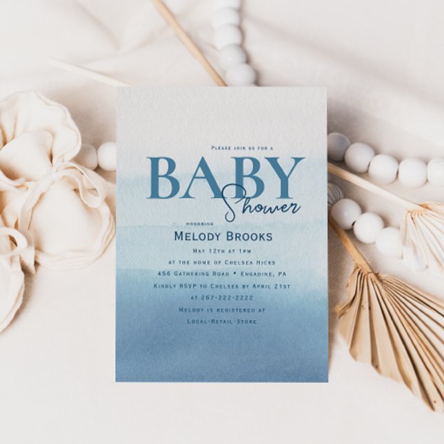 Invitation Baby shower moderne Ocean Watercolor (Créateur téléchargé)
