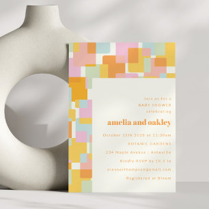 Invitation Baby shower moderne Pastel Boy Girl Couples