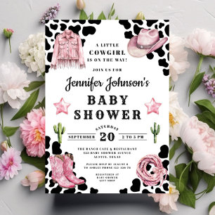 Invitation Baby-Shower Moderne Rose Cowgirl
