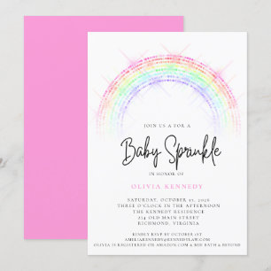 Invitation Baby shower moderne Sparkling Rainbow Baby Sprinkl