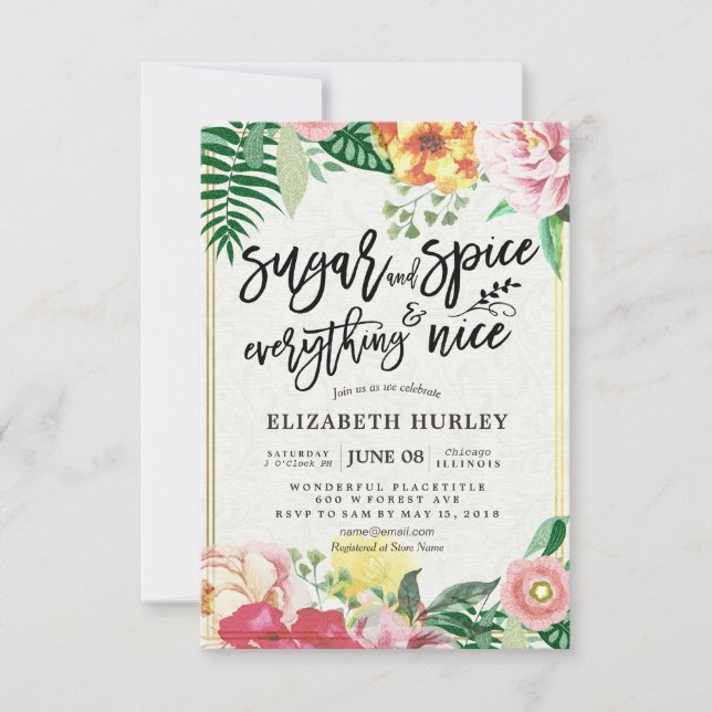 Invitation Baby shower moderne Sucre & épices & Tout Nice (Devant)