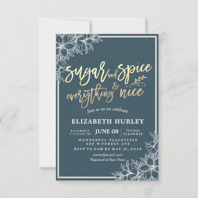 Invitation Baby shower moderne Sucre & épices & Tout Nice (Devant)