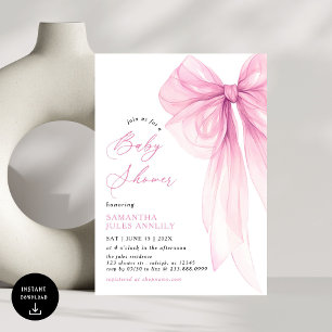 Invitation Baby shower moderne tendance Bow rose