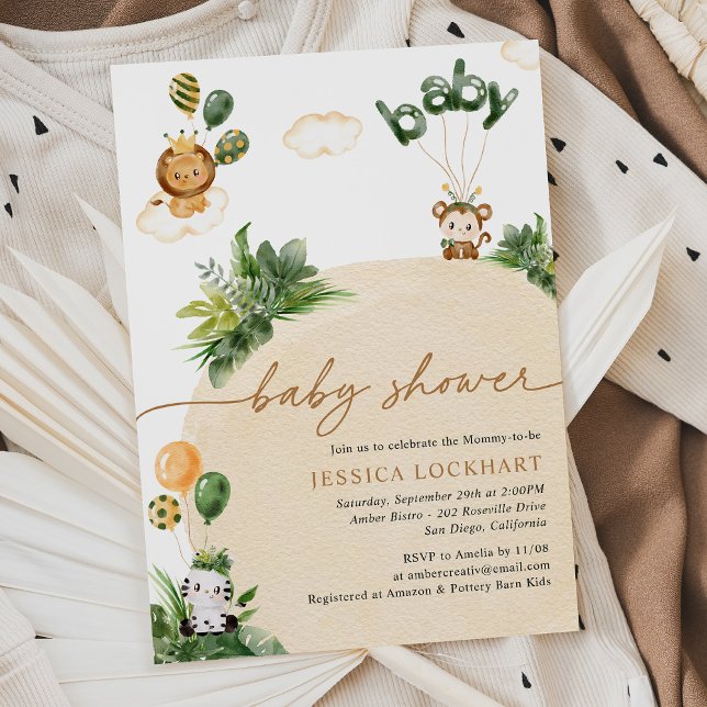 Invitation Baby shower moderne Tropical Jungle Safari Neutre (Créateur téléchargé)
