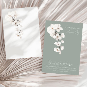 Invitation Baby Shower Moderne Vert Sauge Orchidée Blanche