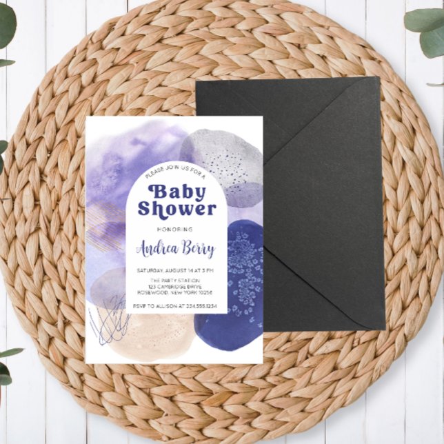Invitation Baby shower moderne violet (Créateur téléchargé)