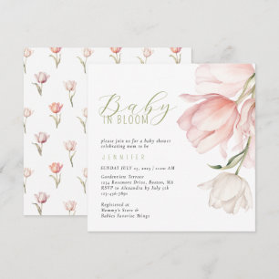 Invitation Baby shower moderne Watercolor Tulip