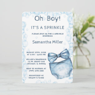 Invitation Baby Shower Modifiable aux Paillettes Bleues