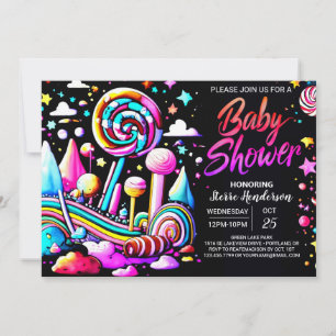 Invitation Baby shower modifiable Candyland Whimsy