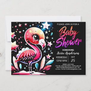 Invitation Baby shower modifiable Flamant rose chic