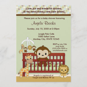 Invitation Baby shower MONKEY Jungle Pals JPN-M