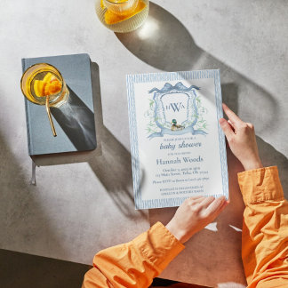 Invitation Baby shower Monogram Crest Mallard Duck