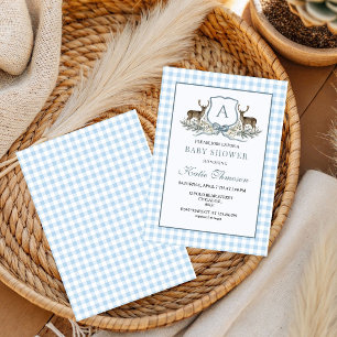 Invitation Baby shower Monogramme Crête de Cerf Chasse