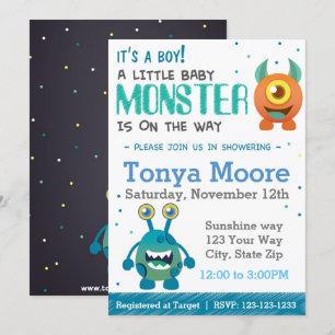 Invitation Baby shower Monster Boy