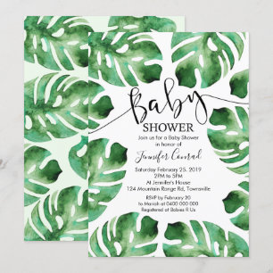 Invitation Baby shower Monstera Invitation, Feuilles tropicau