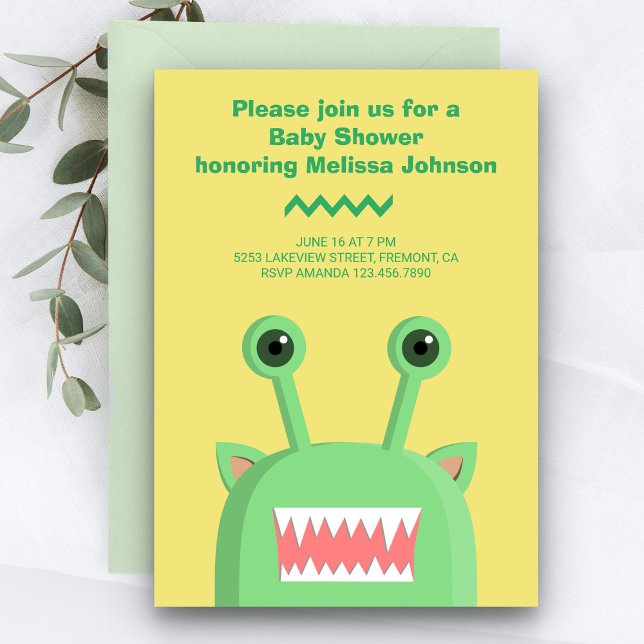 Invitation Baby shower Monstre drôle (Créateur téléchargé)