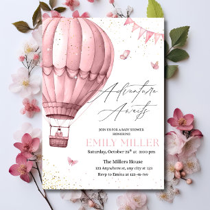 Invitation Baby Shower Montgolfière, Bébé Fille Ro