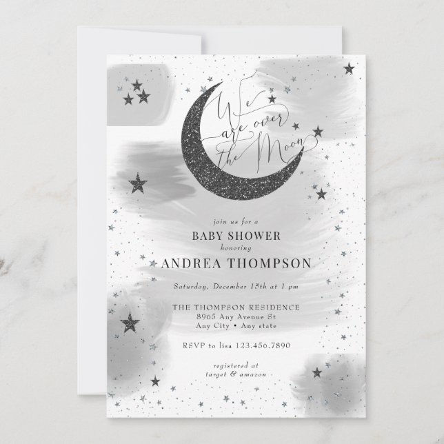 Invitation Baby shower Moon Stars (Devant)