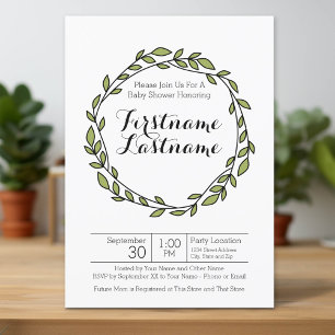 Invitation Baby shower Motif de couronnes Laurel
