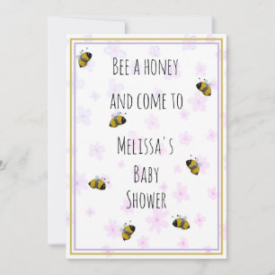 Invitation Baby shower Motif de miel abeilles rose et bleu ma