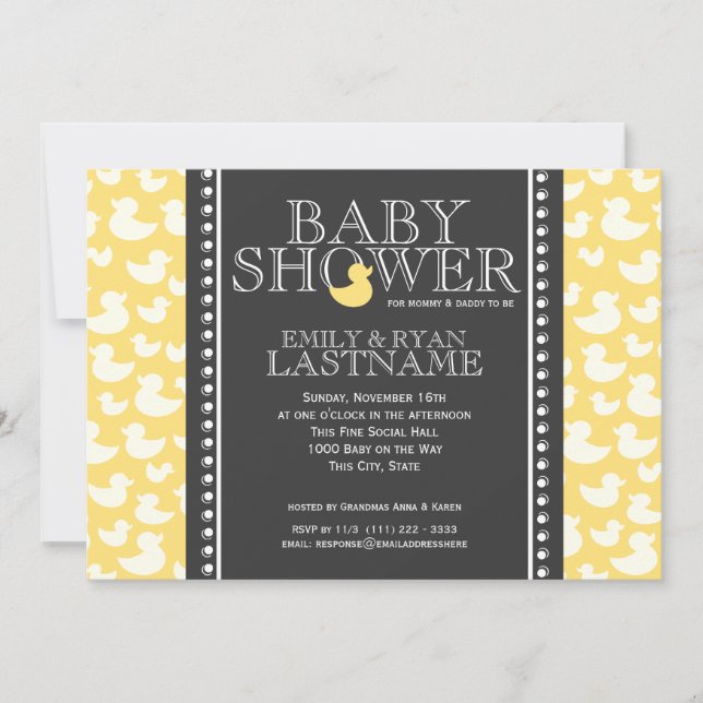 Invitation Baby shower Motif Ducky (Devant)