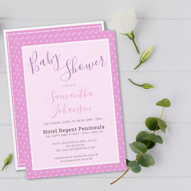 Invitation Baby shower Motif moderne simple rose (SIMPLE MODERN PINK STAR PATTERN BABY SHOWER INVITATION
)