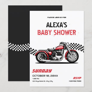 Invitation Baby shower moto classique
