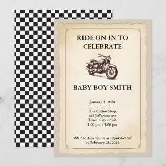 Invitation Baby shower moto vintage