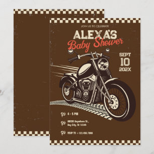 Invitation Baby shower moto vintage classique