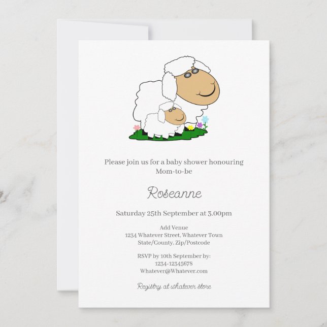Invitation Baby shower mouton (Devant)