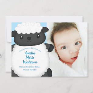 Invitation Baby shower mouton bleu
