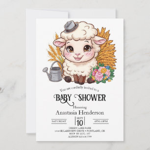 Invitation Baby shower mouton coloré Pastel