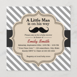 Invitation Baby shower Mustache Little Man