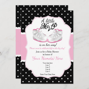 Invitation Baby shower MVP rose et noir