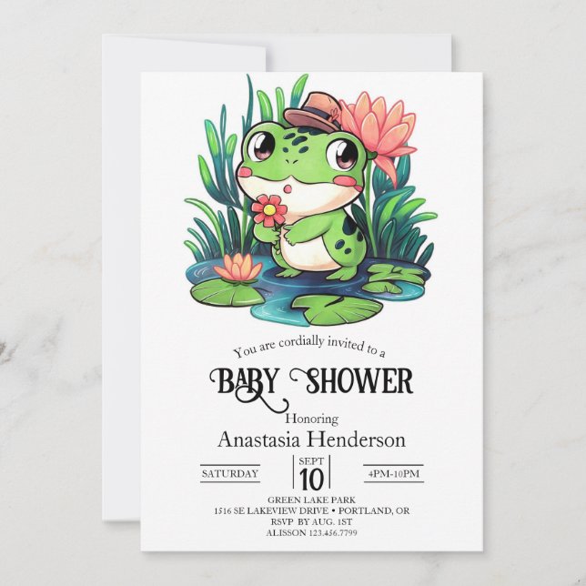 Invitation Baby shower mystique de grenouille (Devant)